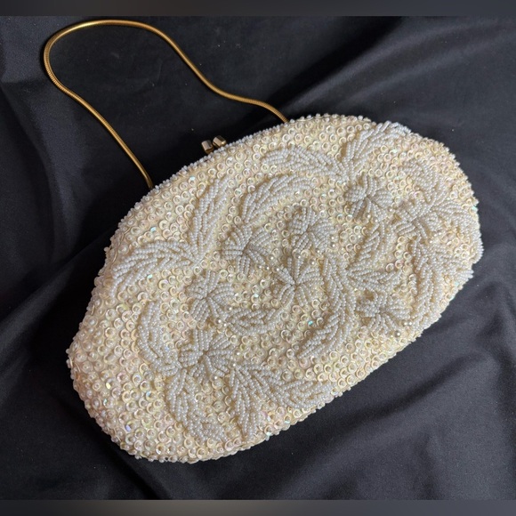 Vtg Beaded cream bag - Picture 6 of 7